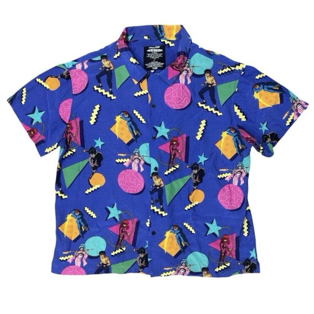 Atsuko Yu Yu Hakusho Button Up Shirt XL Anime Camp Shirt Retro 90s Style AOP